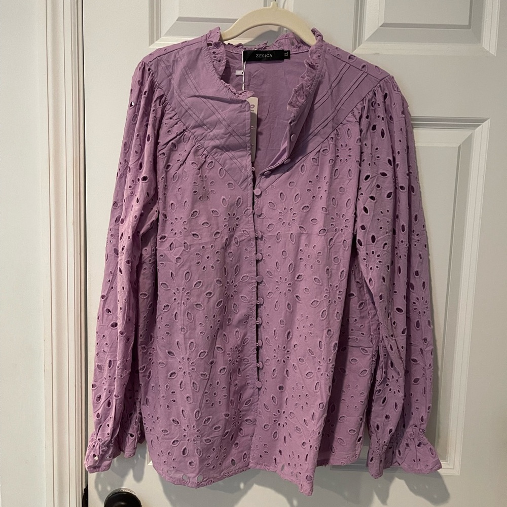 Purple Eyelet Blouse